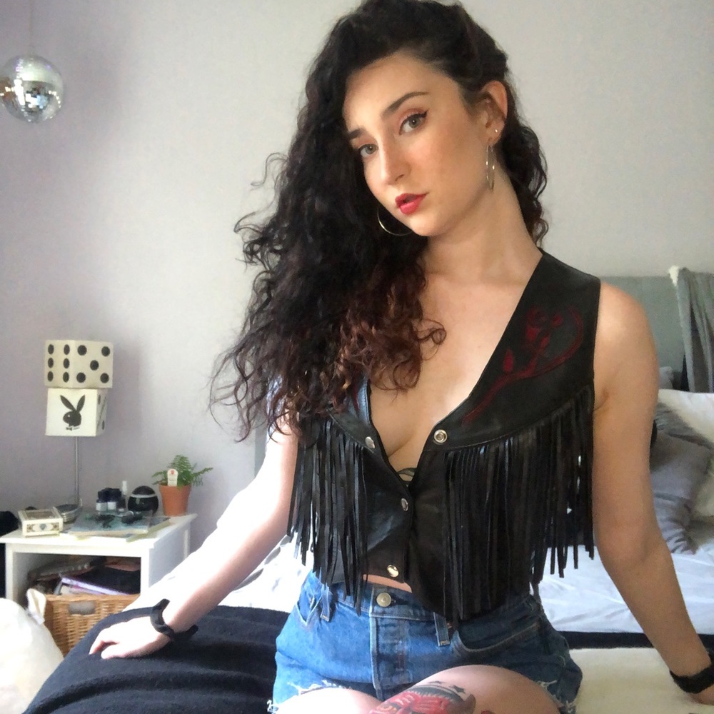 First Genuine leather tassel vest